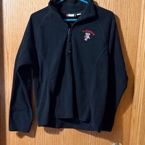 Wisconsin Black Quarter-Zip Fleece Pullover